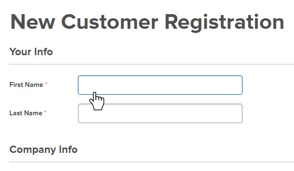 New Account Registration Step 2