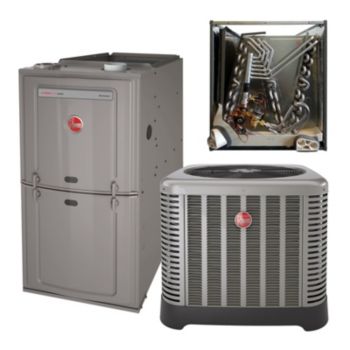 Rheem 5 Ton 14 Seer 80 Afue 125k Btu R410a Complete Split System Ac And Gas Split System Heating Systems Air Conditioning System